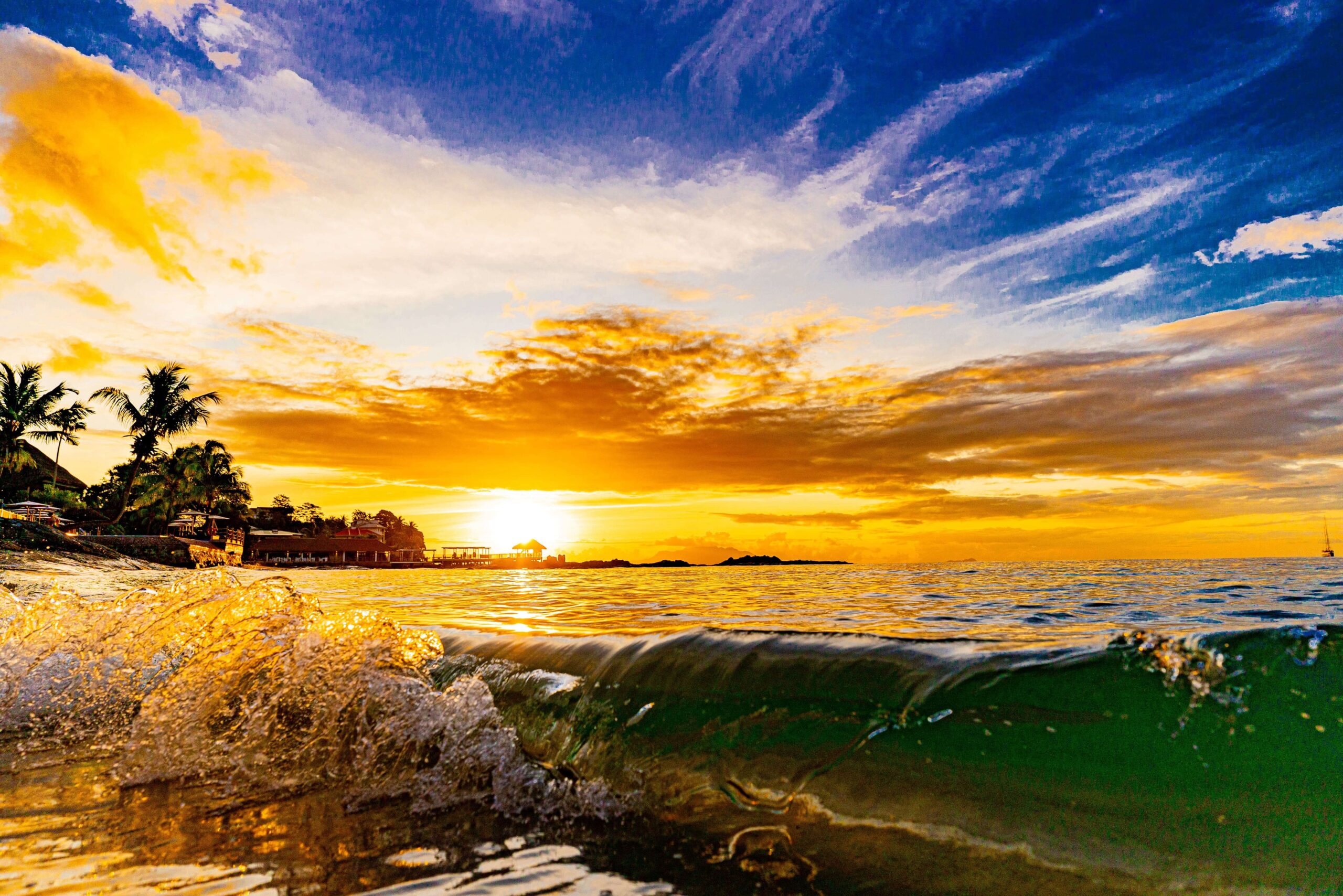 Fishermans Cove Resort Seychelles Sunset Waves