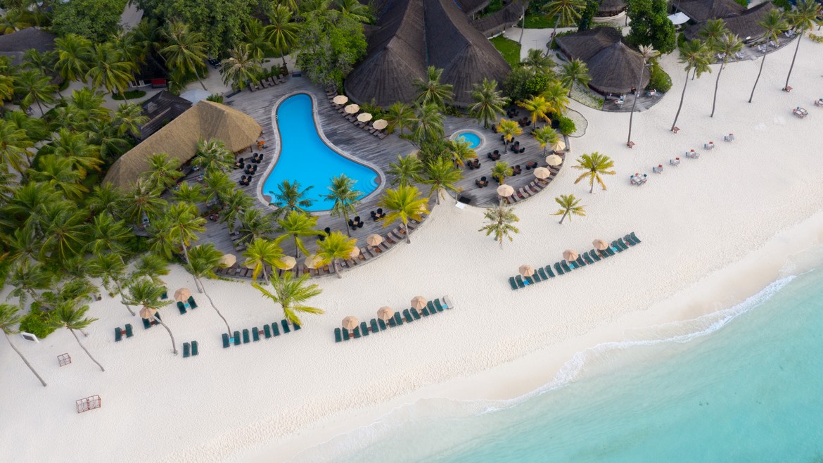 Kuredu Island Resort Spa Maldives Pool Beach Aerial View