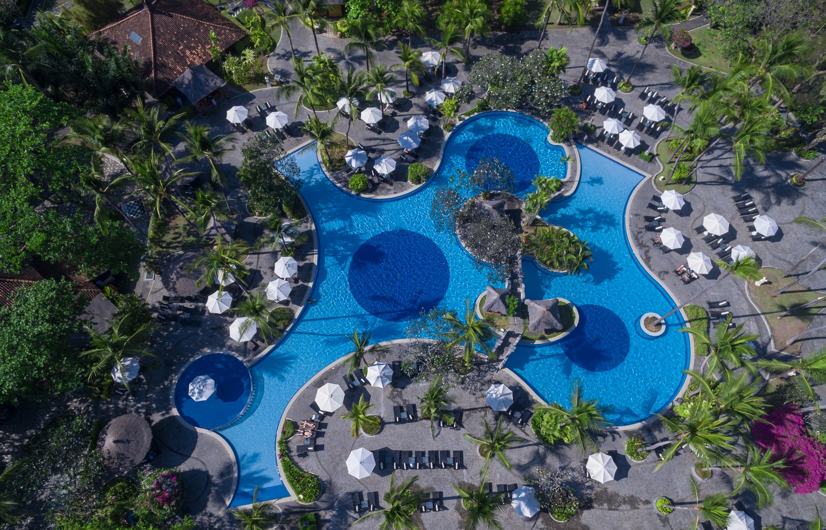 Melia Bali Main Pool Aerial View