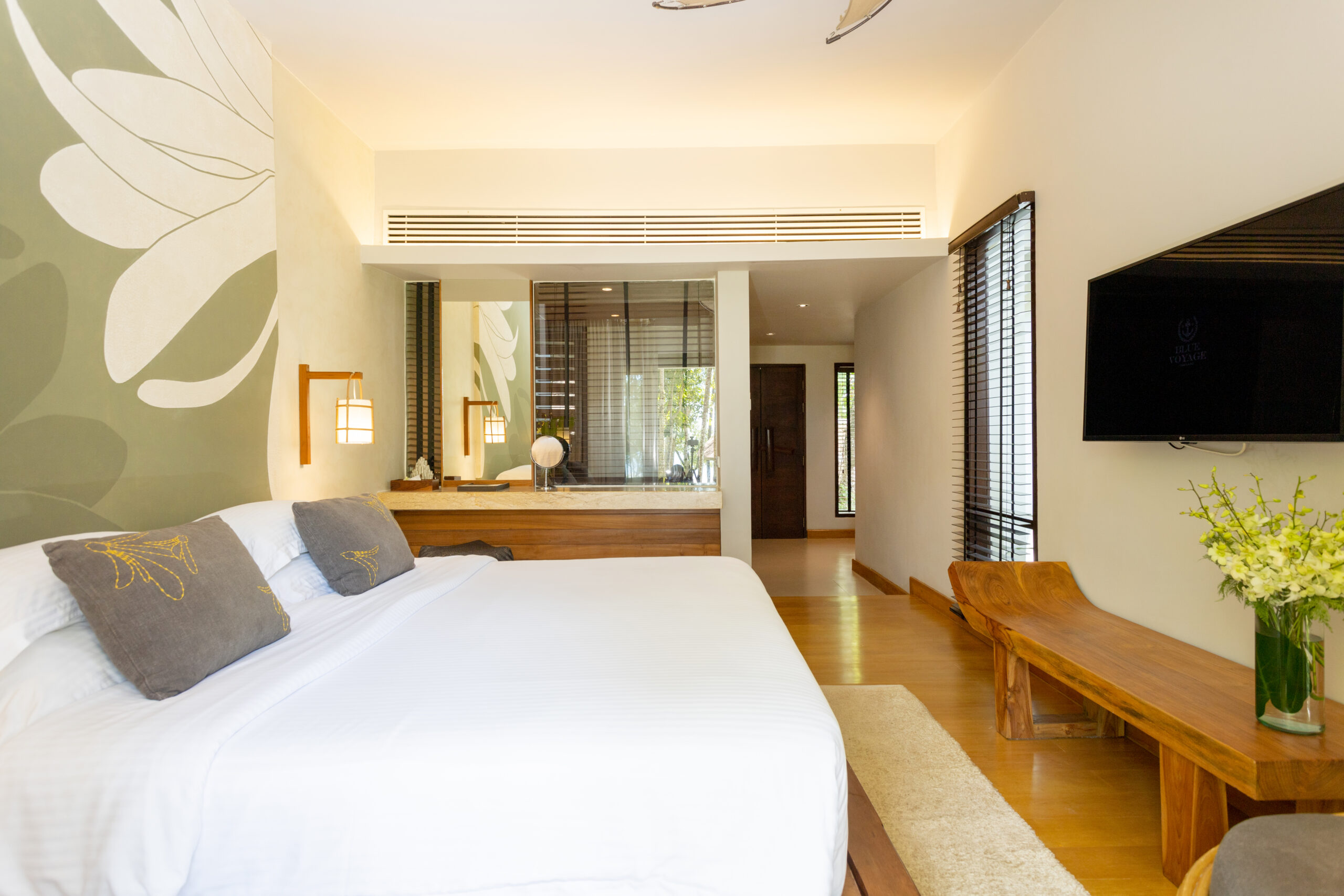 Bright and modern bedroom interior at The Tubkaak Krabi with garden views