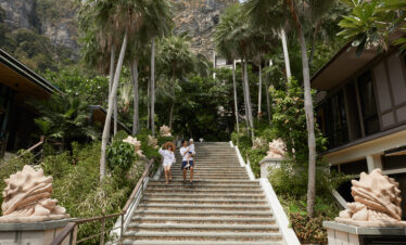 Centara Grand Beach Resort stairs with tropical greenery