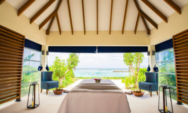Joy Island spa room with an ocean view