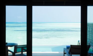Ocean view from a Jawakara Dheru Island villa looking out over turquoise waters