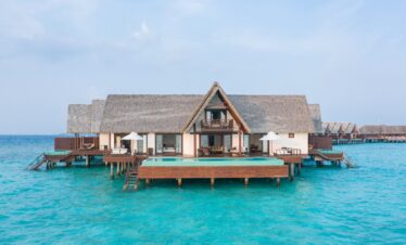 Overwater villa at Heritance Aarah with private infinity pool overlooking the ocean