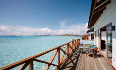Overwater villa at Joy Island with a spacious deck