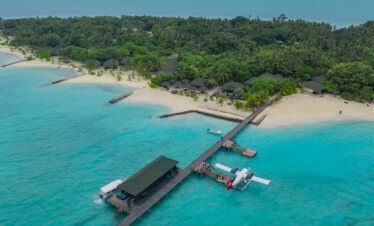 Seaplane dock and beach area at Adaaran Meedhupparu resort