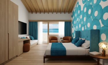 Spacious beachfront villa at Joy Island with modern decor