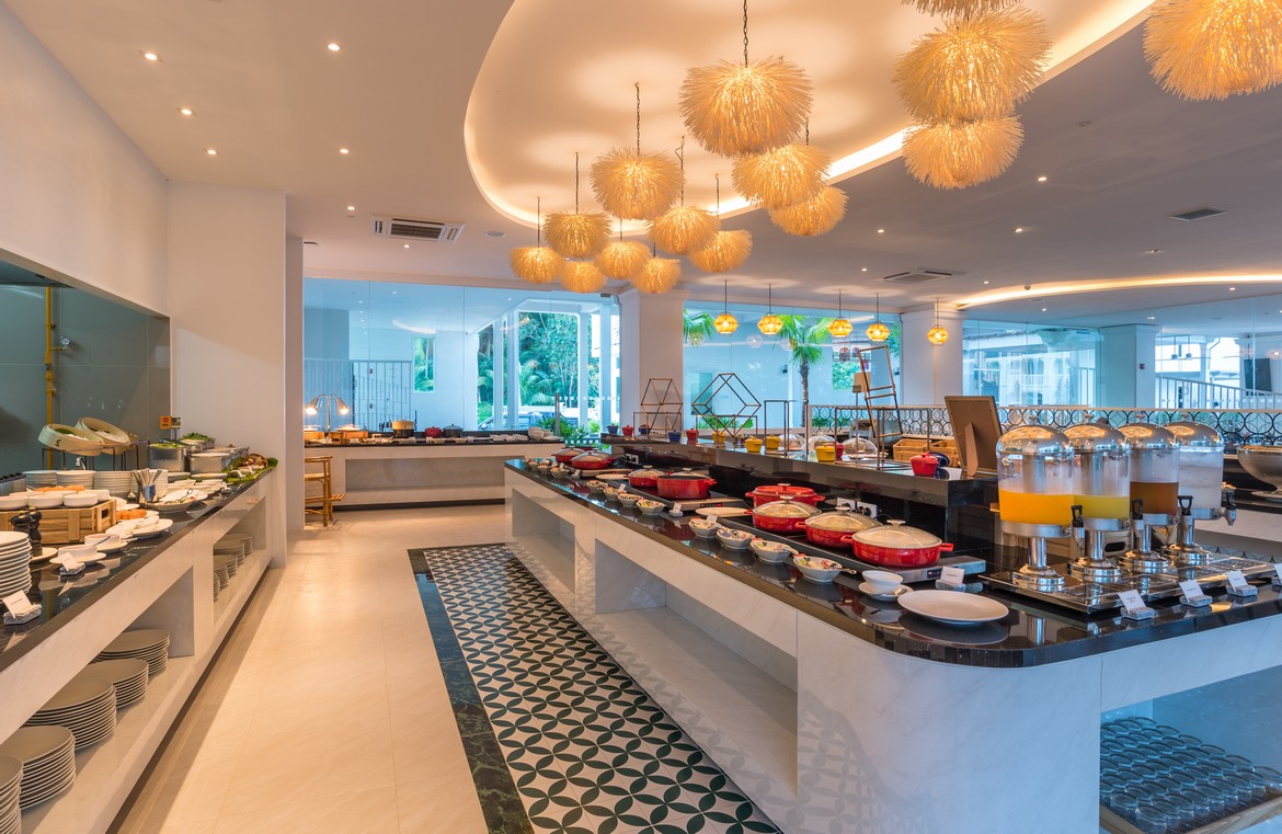 Centara buffet area with modern design and variety of food stations
