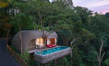 Elevated villa with private pool nestled in lush green forest at Keemala