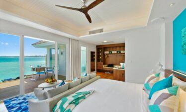 Kandima luxury villa with deck overlooking turquoise lagoon