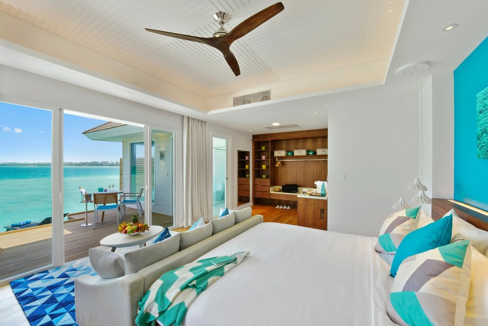 Kandima luxury villa with deck overlooking turquoise lagoon