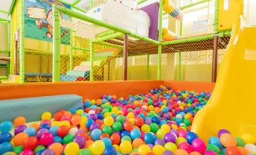 Katathani kids play area with colorful ball pit and slides