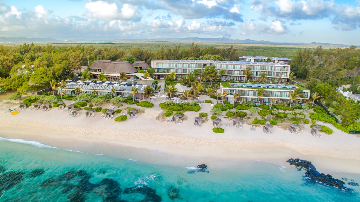 Aerial view of Radisson Blu Poste Lafayette Resort beachfront