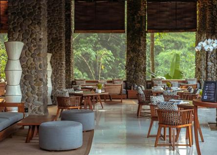 Alila Ubud lounge with natural stone architecture