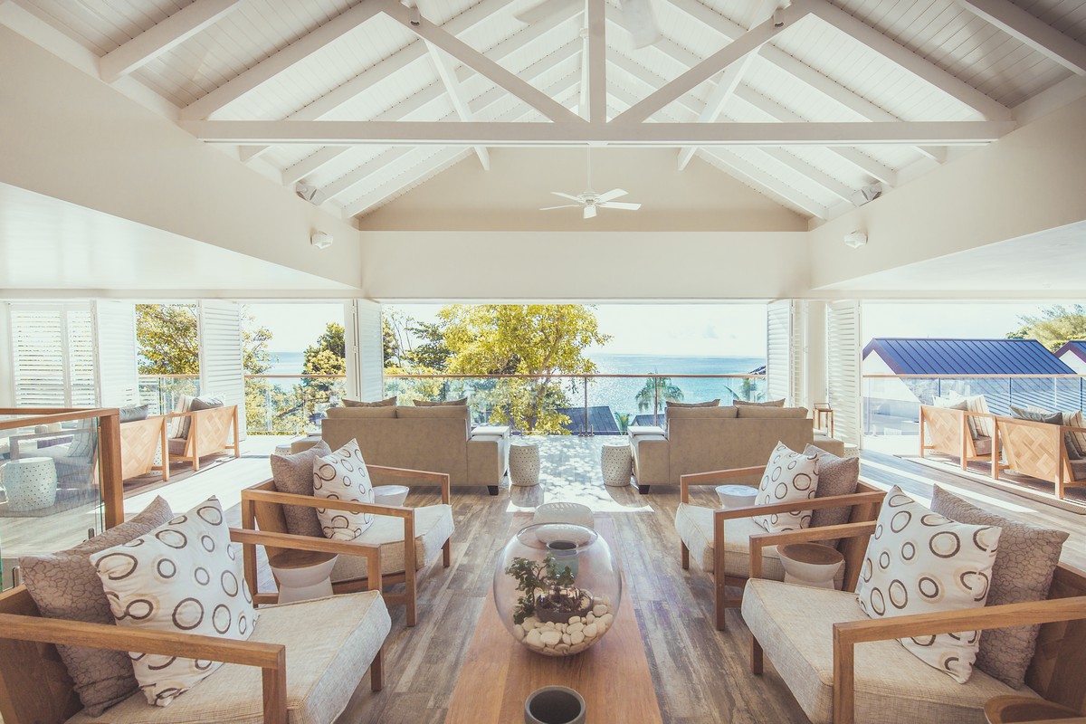 Carana Beach Hotel open-air lobby with ocean view