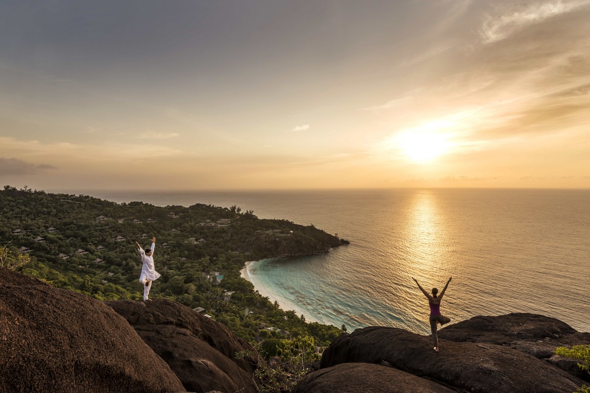 Four Seasons Resort sunset yoga with breathtaking views