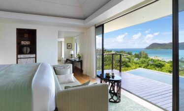 Luxurious suite at Raffles Praslin overlooking the ocean