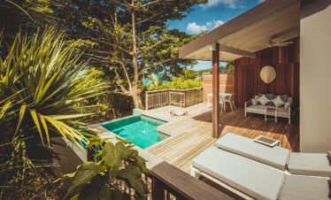 Private pool deck at Carana Beach Hotel villa