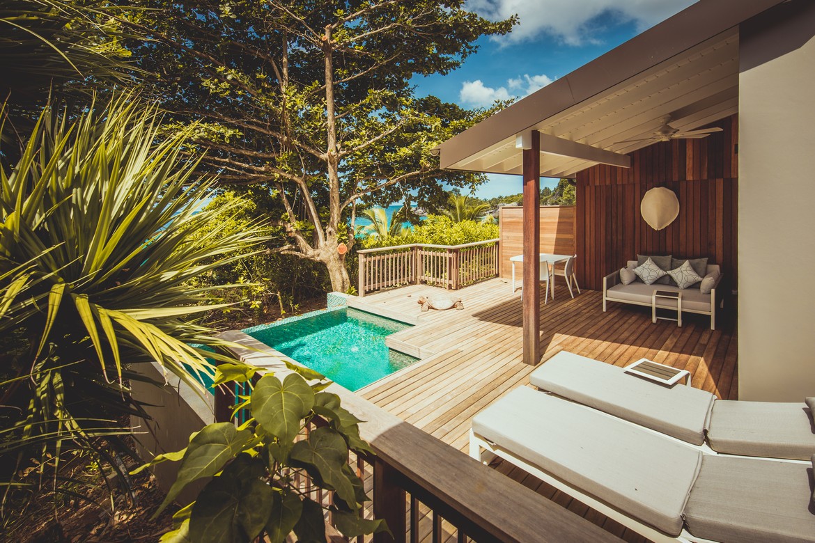 Private pool deck at Carana Beach Hotel villa