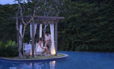 Romantic gazebo at The Westin Resort and Spa Ubud floating over the pool