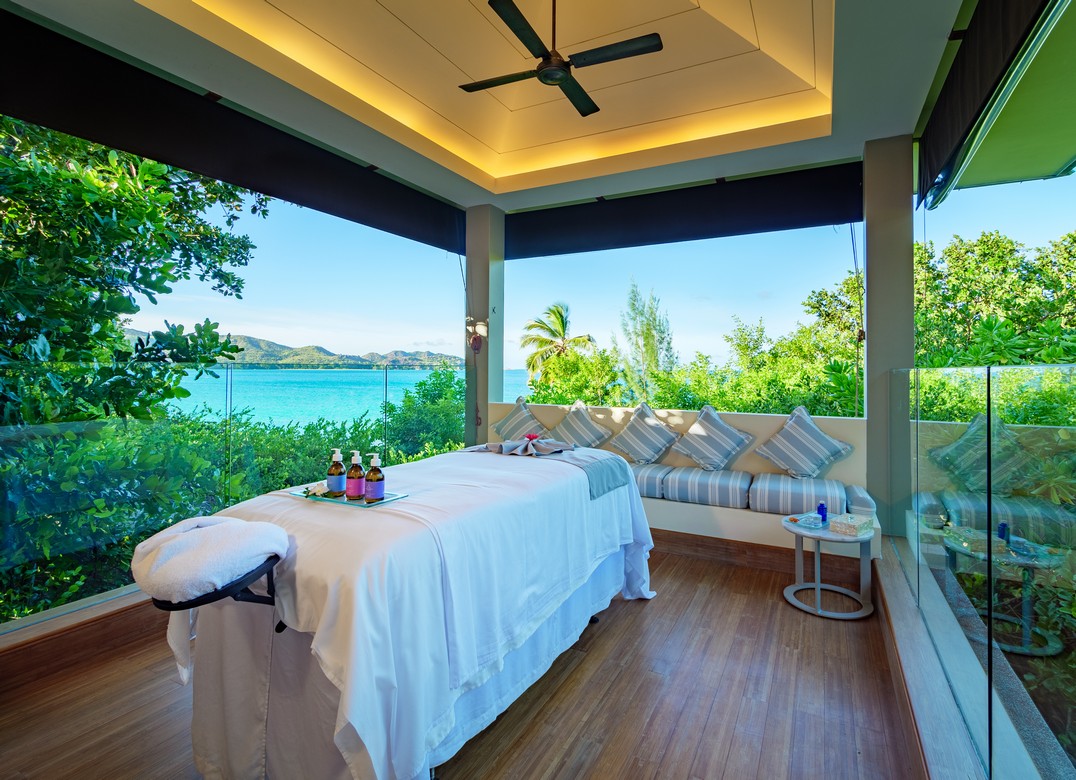 Spa at Raffles Praslin with breathtaking ocean views