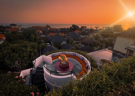 Sunset view from ALOFT BALI rooftop lounge overlooking the ocean