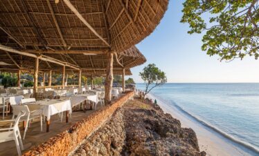 Beachside restaurant at Sandies Baobab Beach Resort overlooking the ocean