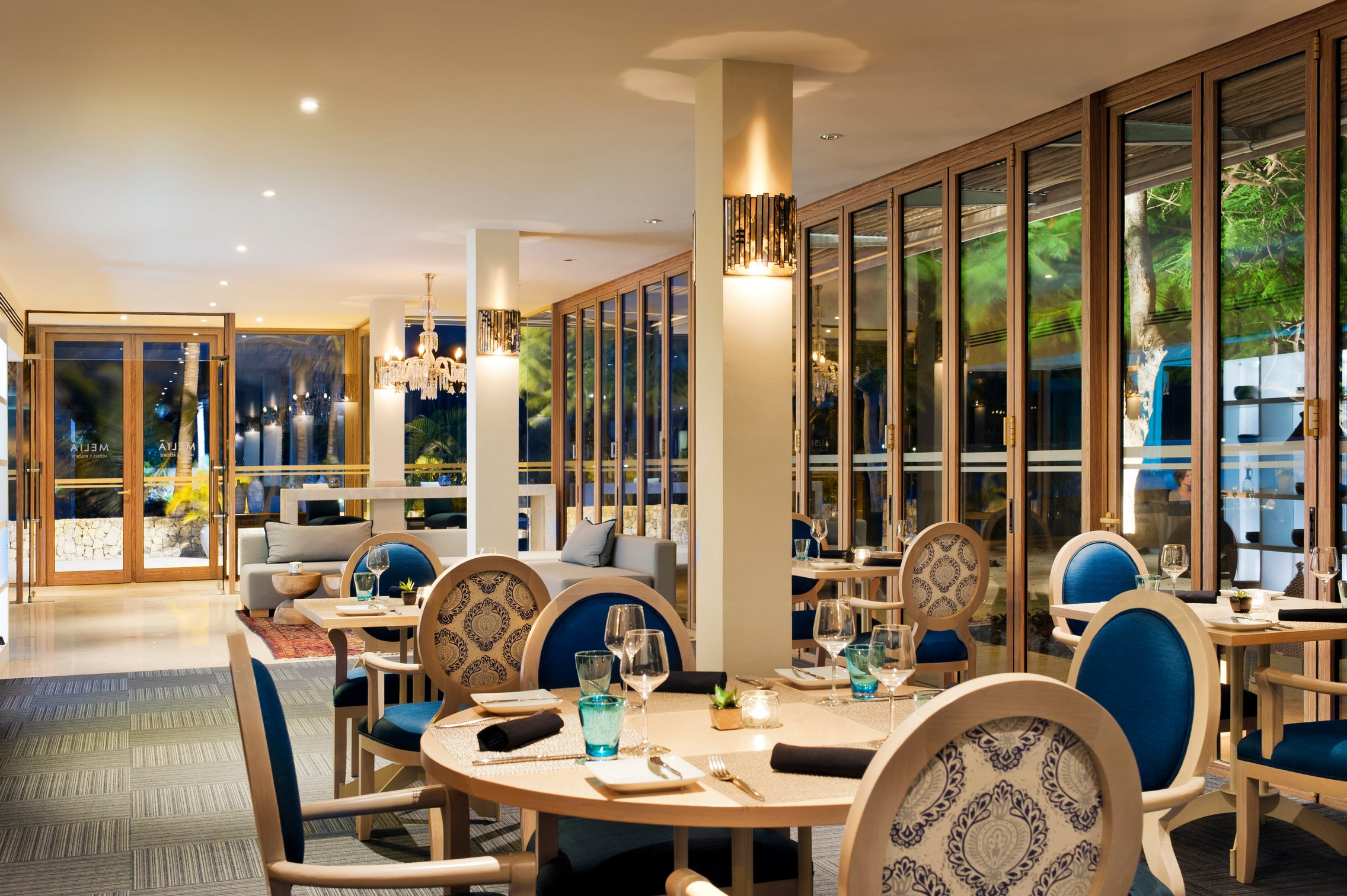 Elegant dining at Melia Zanzibar with stylish decor and ocean views