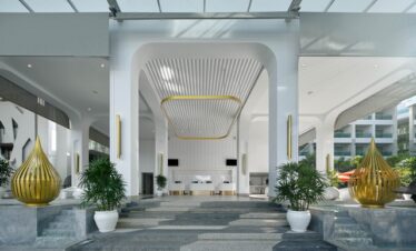 Grand entrance at The Kee Resort with elegant design