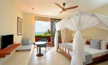 Melia Zanzibar beachfront room with a private terrace and ocean view