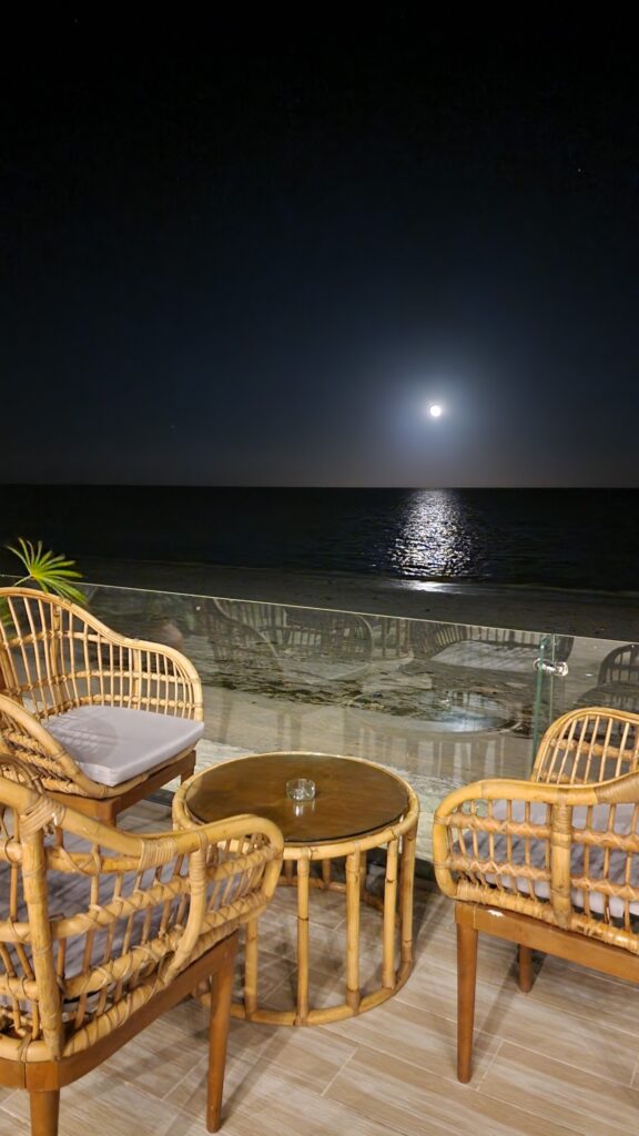Moonlit ocean view from Dream of Zanzibar terrace