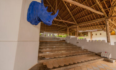 Open air lobby at Diamonds Mapenzi Beach Resort featuring unique decor