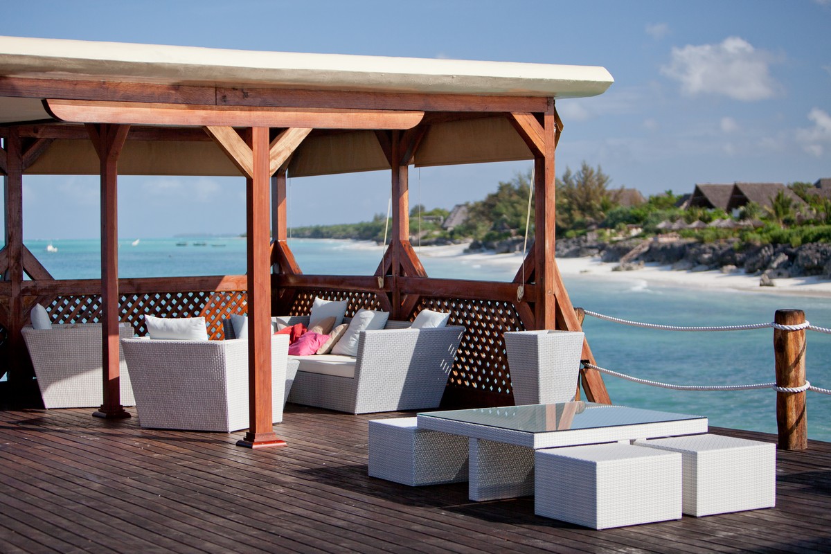 Overwater lounge at Essque Zalu Zanzibar with ocean views