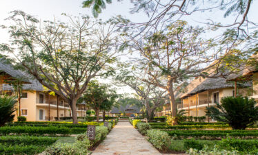 Pathway through well manicured gardens and trees leading to accommodations at Tui Blue Bahari