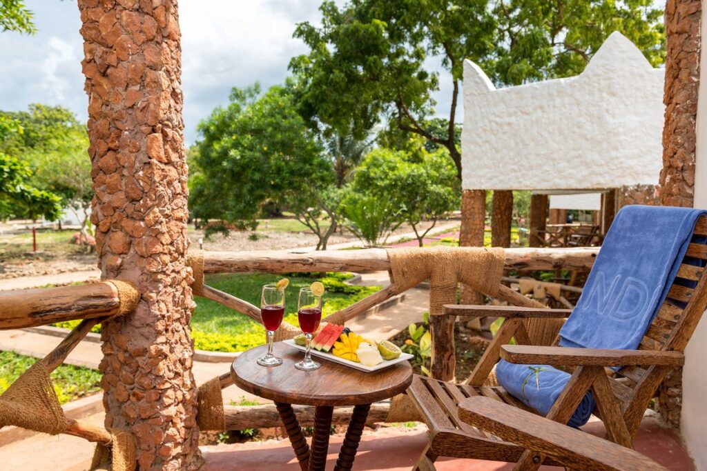 Private balcony at Sandies Baobab Beach Resort with nature and garden views