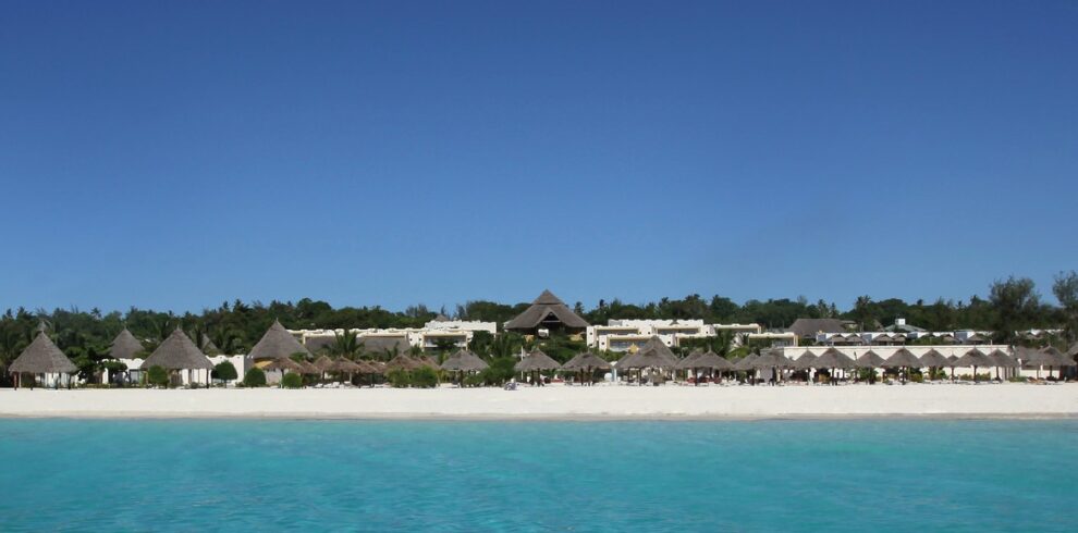 The stunning beachfront view of Gold Zanzibar with azure waters and white sands
