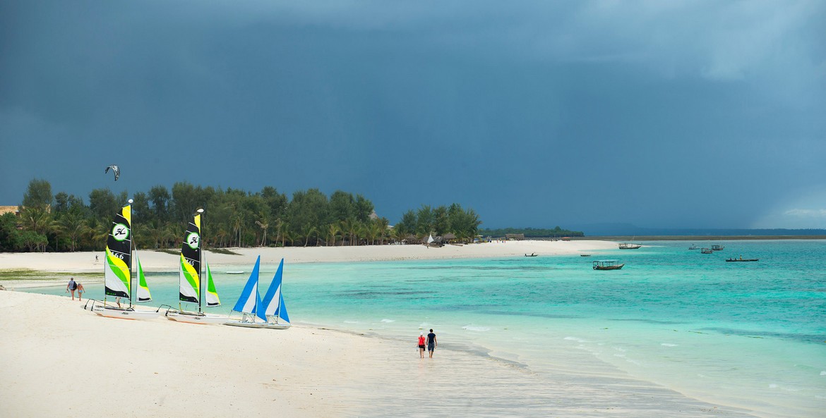 Water sports at Sandies Baobab Beach Resort white sand beach and blue sea