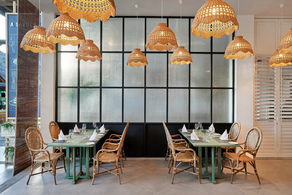 Dining space inside Ravenala Attitude restaurant