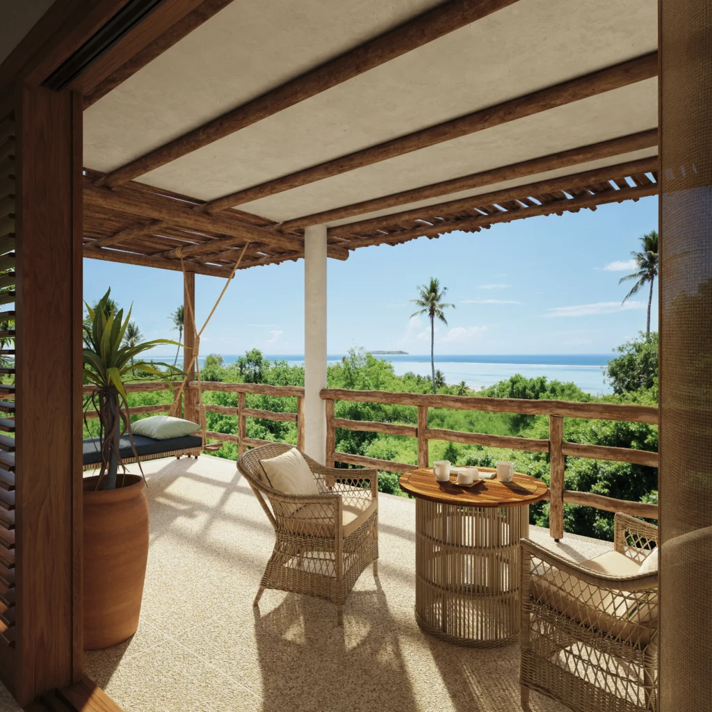 Dining under thatched roof at Matemwe Attitude Zanzibar