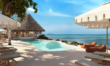 Infinity pool at Matemwe Attitude Zanzibar with sunbeds