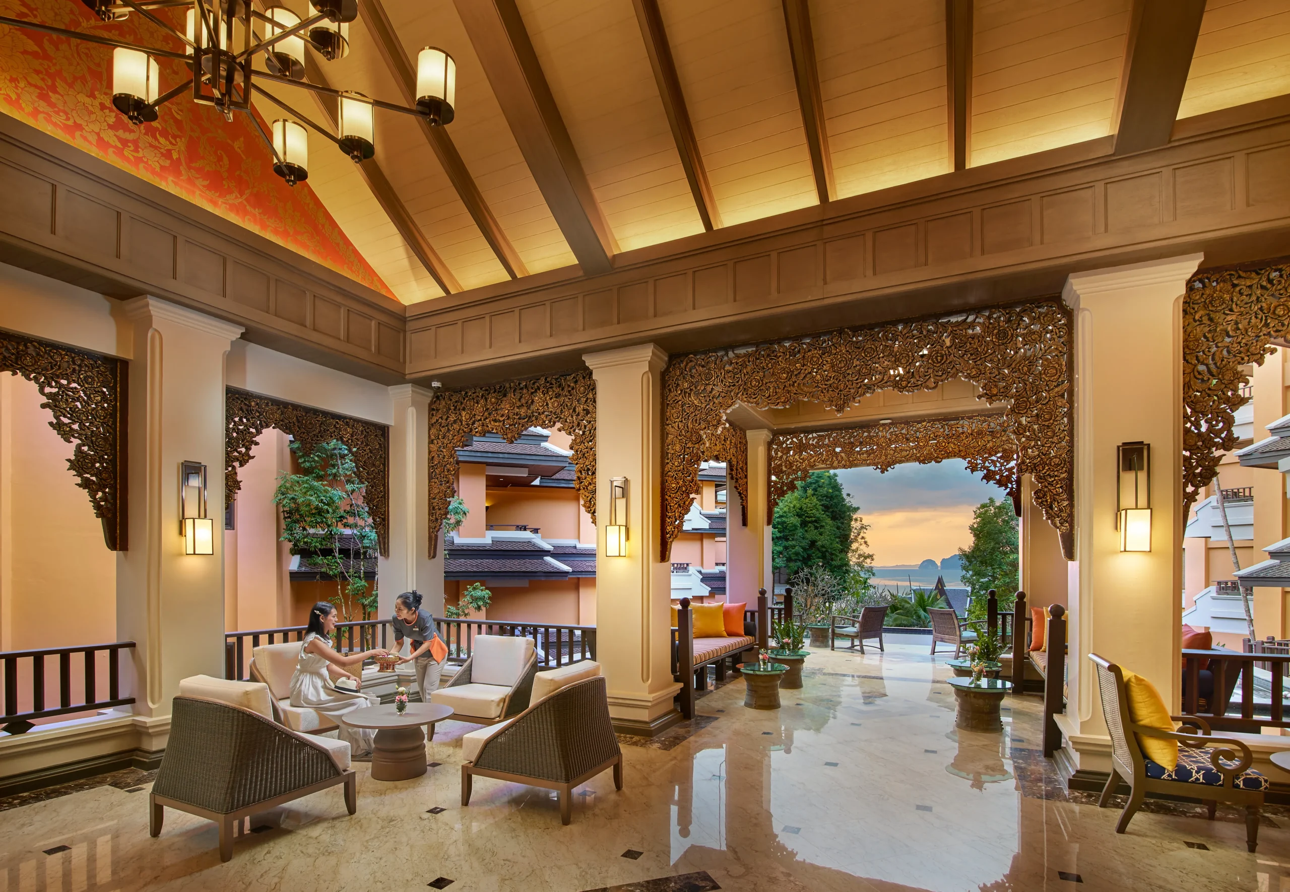 Lobby area at Amari Vogue Krabi with traditional Thai design