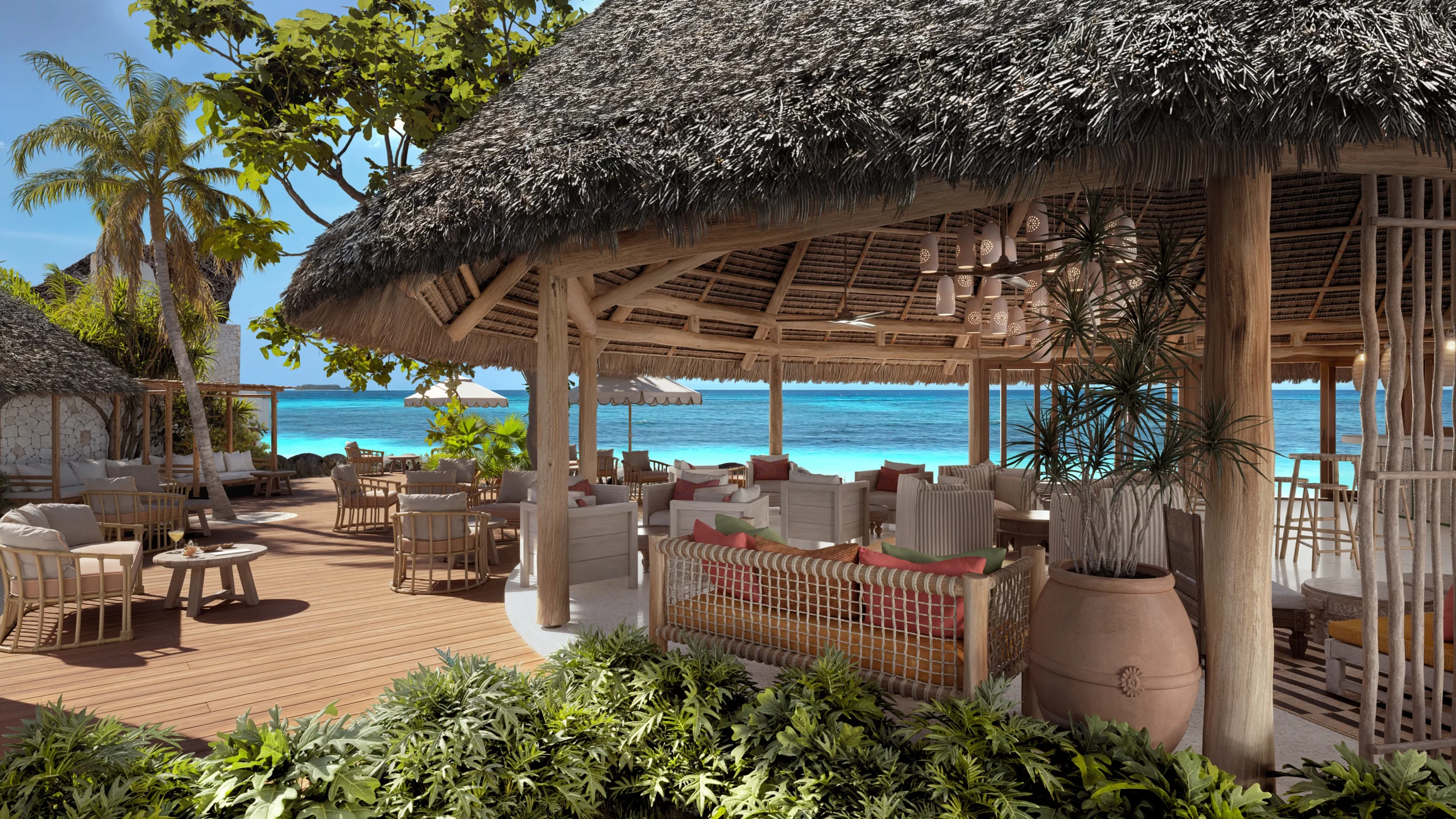 Matemwe Attitude Zanzibar beachfront lounge with ocean view