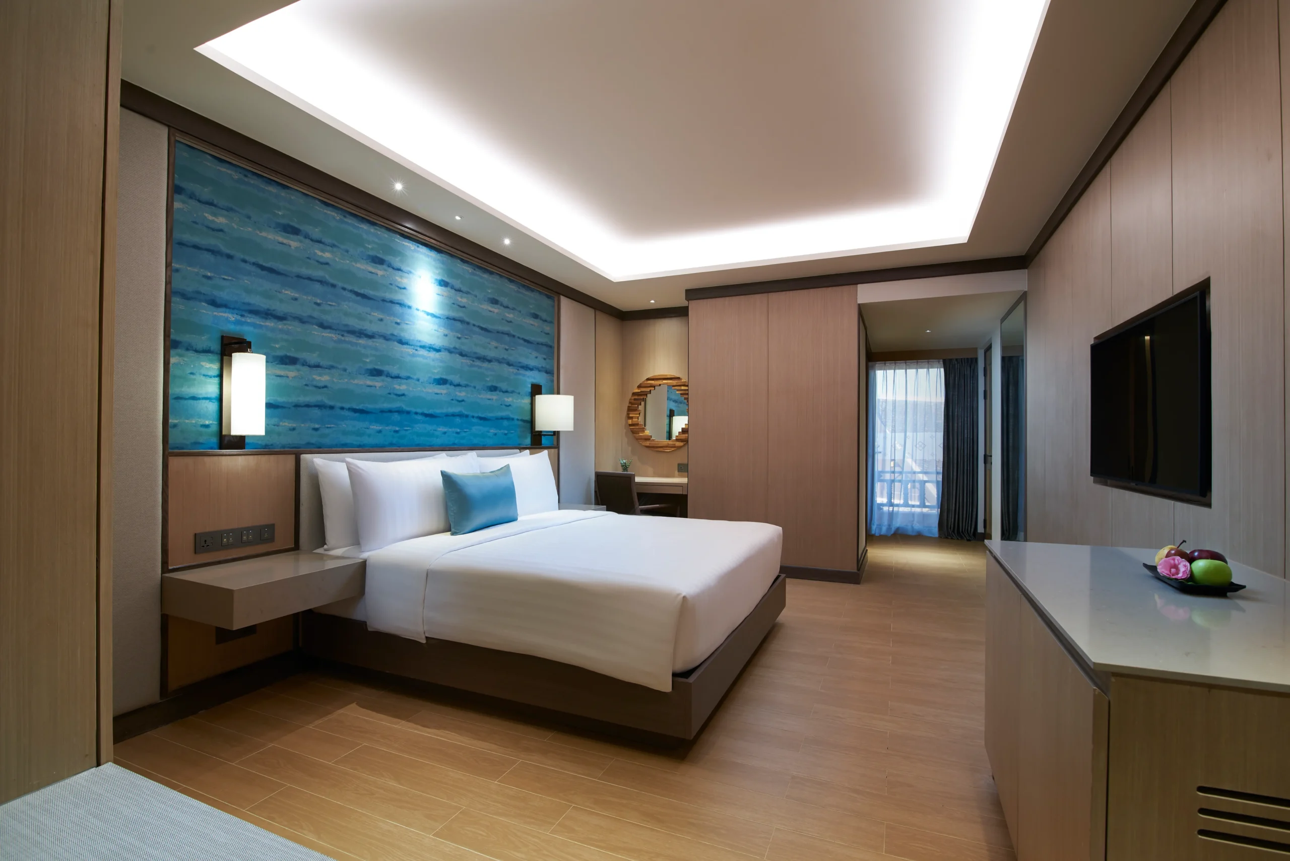 Modern bedroom at Amari Vogue Krabi with ambient lighting