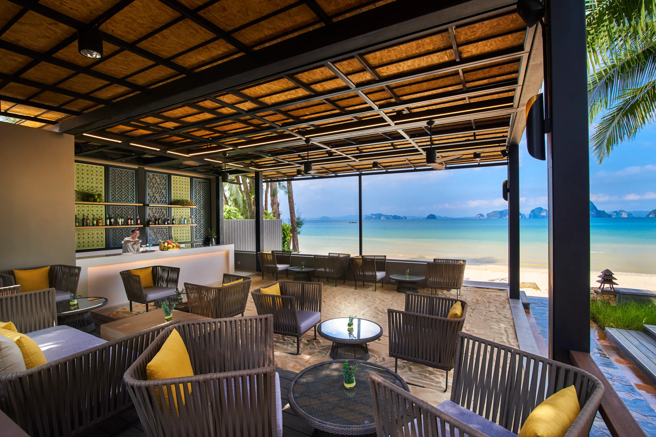 Outdoor lounge with sea view at Amari Vogue Krabi resort